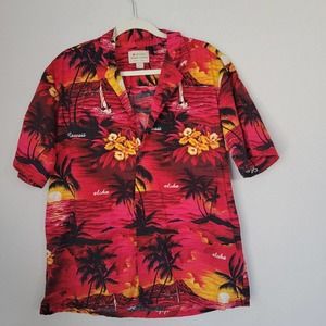 Royal Creations Hawaiian Shirt Mens XL Red Floral Cotton Made in USA